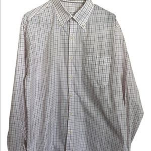 Peter Millar Men’s Dress Shirt Sz L Plaid Pink Brown White Lightweight Casual